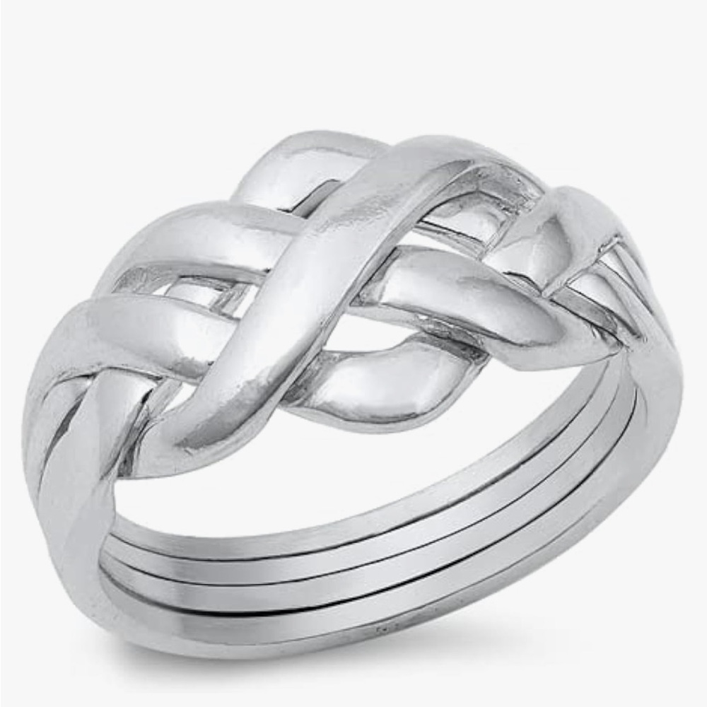 Elegant Silver Plated Braided Ring